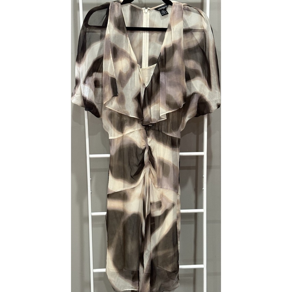 MODA International Abstract Silk V-Neck Ethereal Boho Romantic Dress Size 10